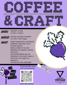 Join us for a chill Sunday morning of crafting, coffee and meeting fellow vegans.