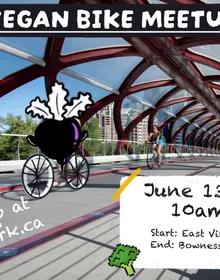 Poster for Kind Fork's vegan meetup: bike ride on June 13th at 10am leaving from East Village